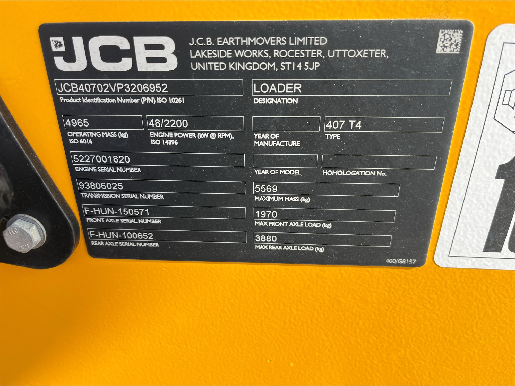   JCB 407 T4 at Briggs JCB Orlando, FL