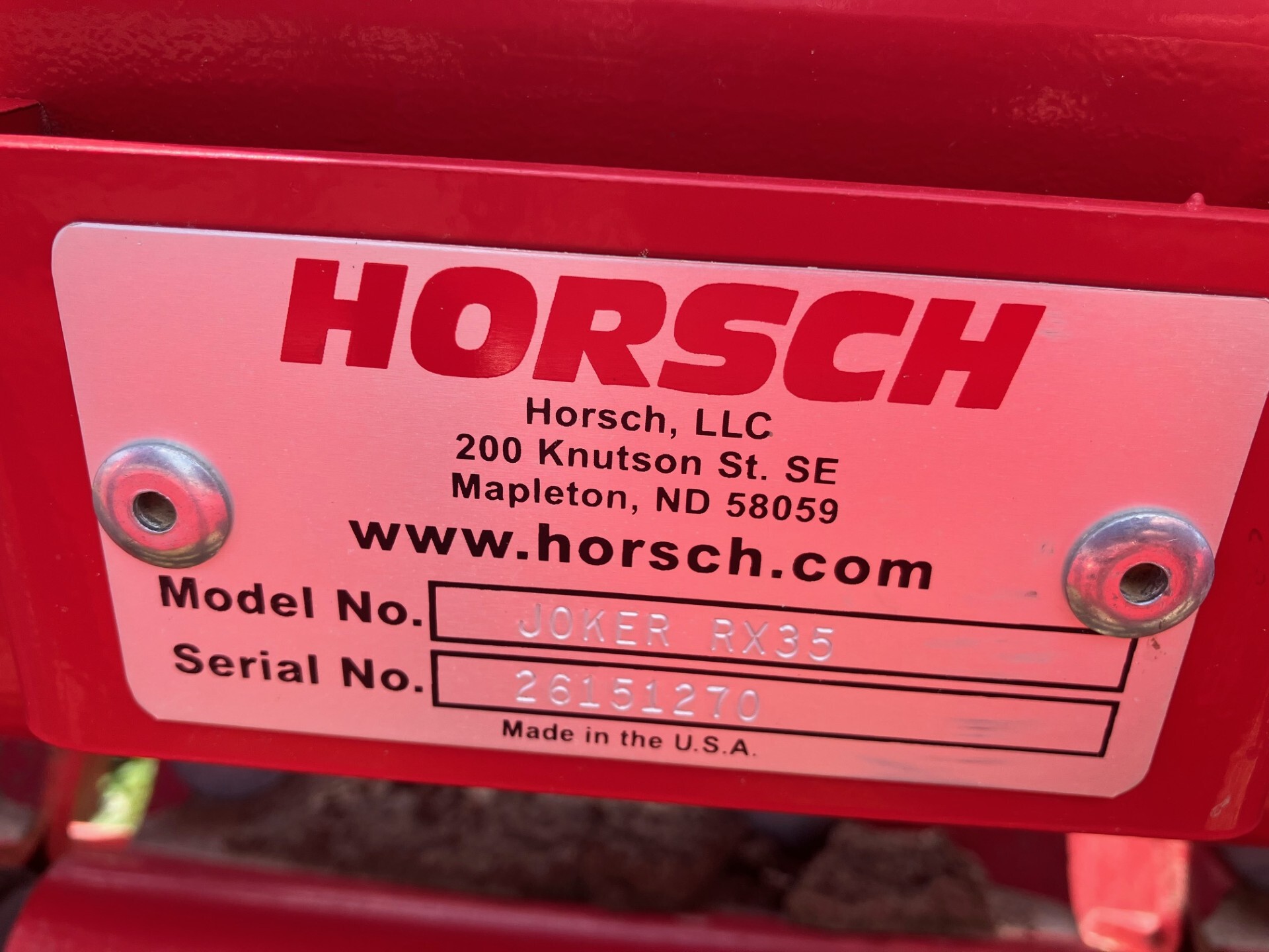 On Lot  Horsch RX-35 at Tri County Equipment Caro, MI