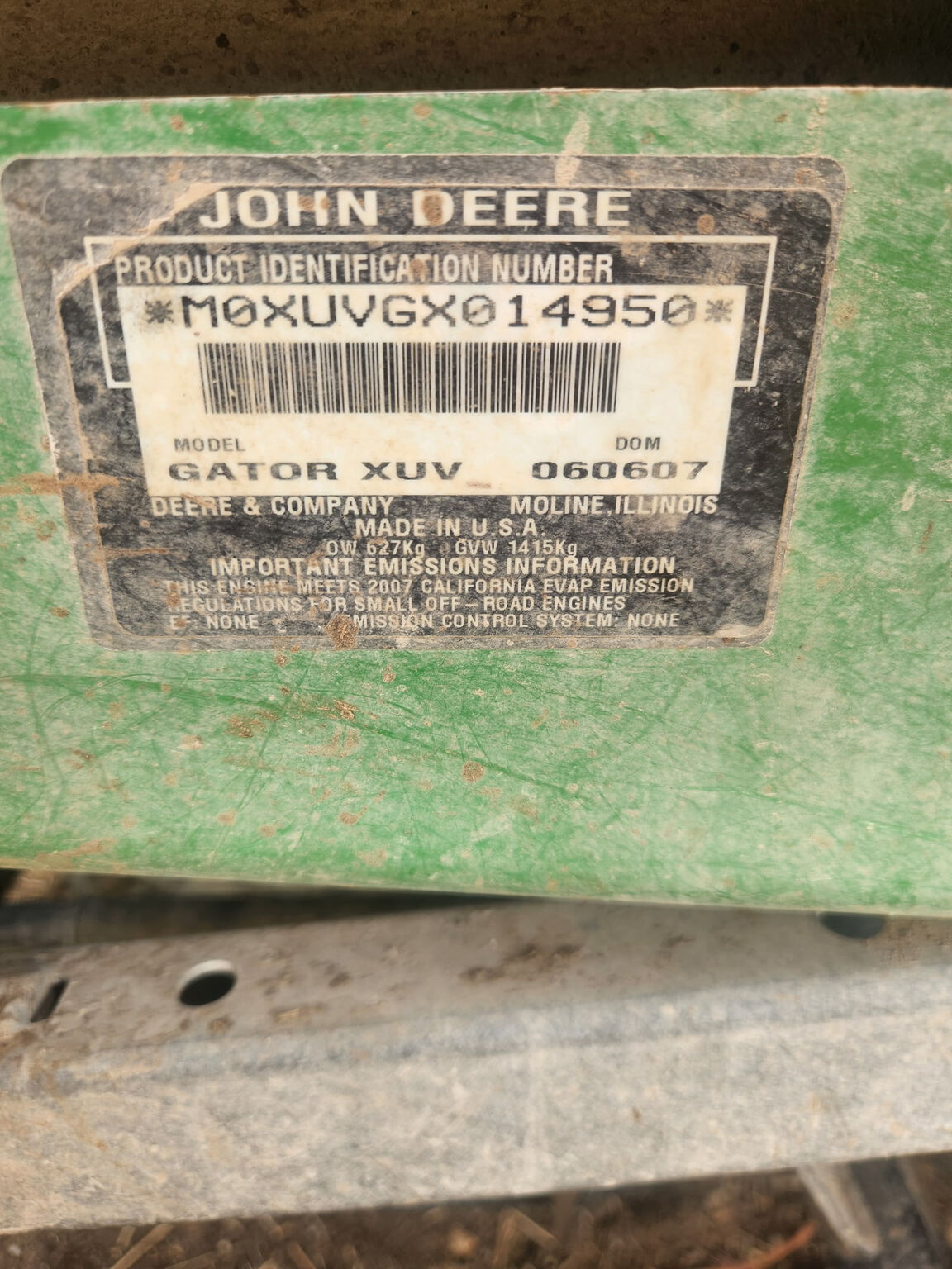  2007 John Deere XUV 620I GREEN at LandMark in Marysville, KS