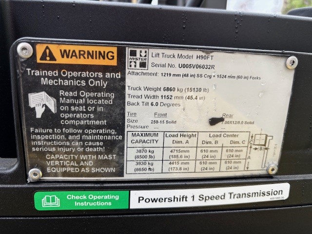 Used 2017 Hyster H90FT at Briggs Equipment in Houston, TX