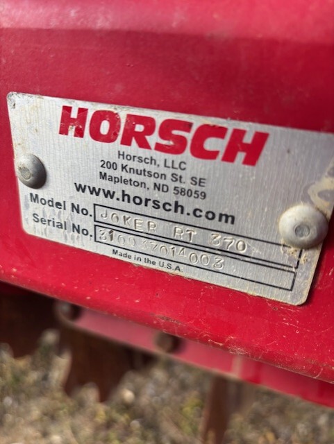 On Lot  Horsch RT370 at Tri County Equipment Bad Axe, MI