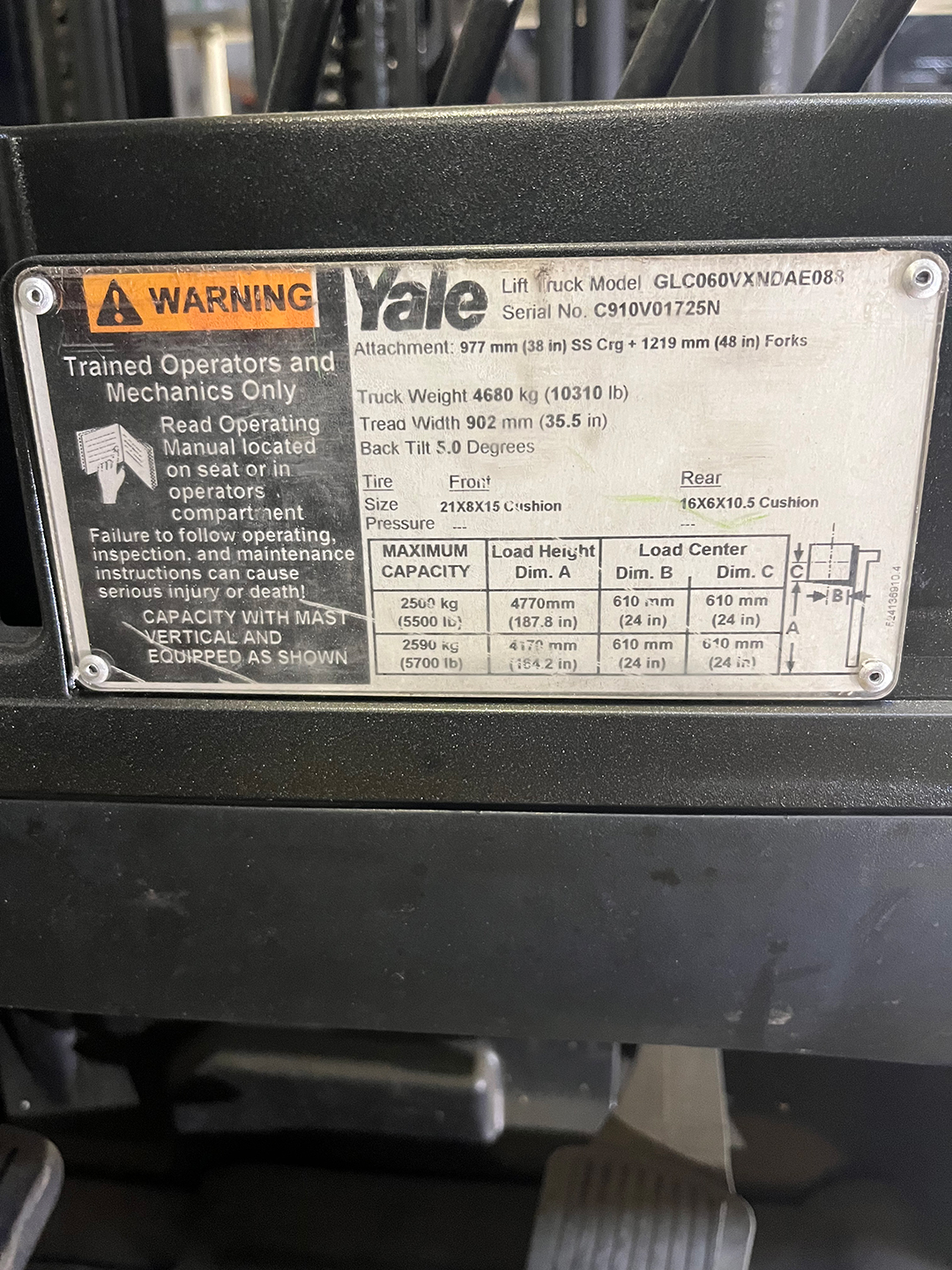 Used 2015 Yale GLC060VXNDAE088 at Briggs Equipment in Dallas, TX