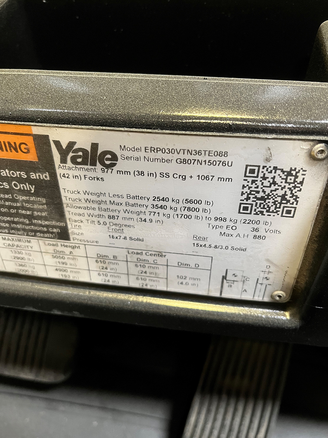 Used 2020 Yale ERP030VTN36TE088 at Briggs Equipment in Dallas, TX