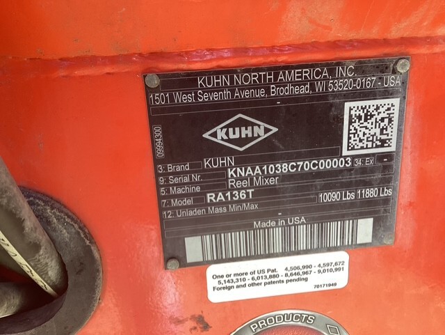On Lot 2019 Kuhn RA136 at Tri County Equipment Sandusky, MI