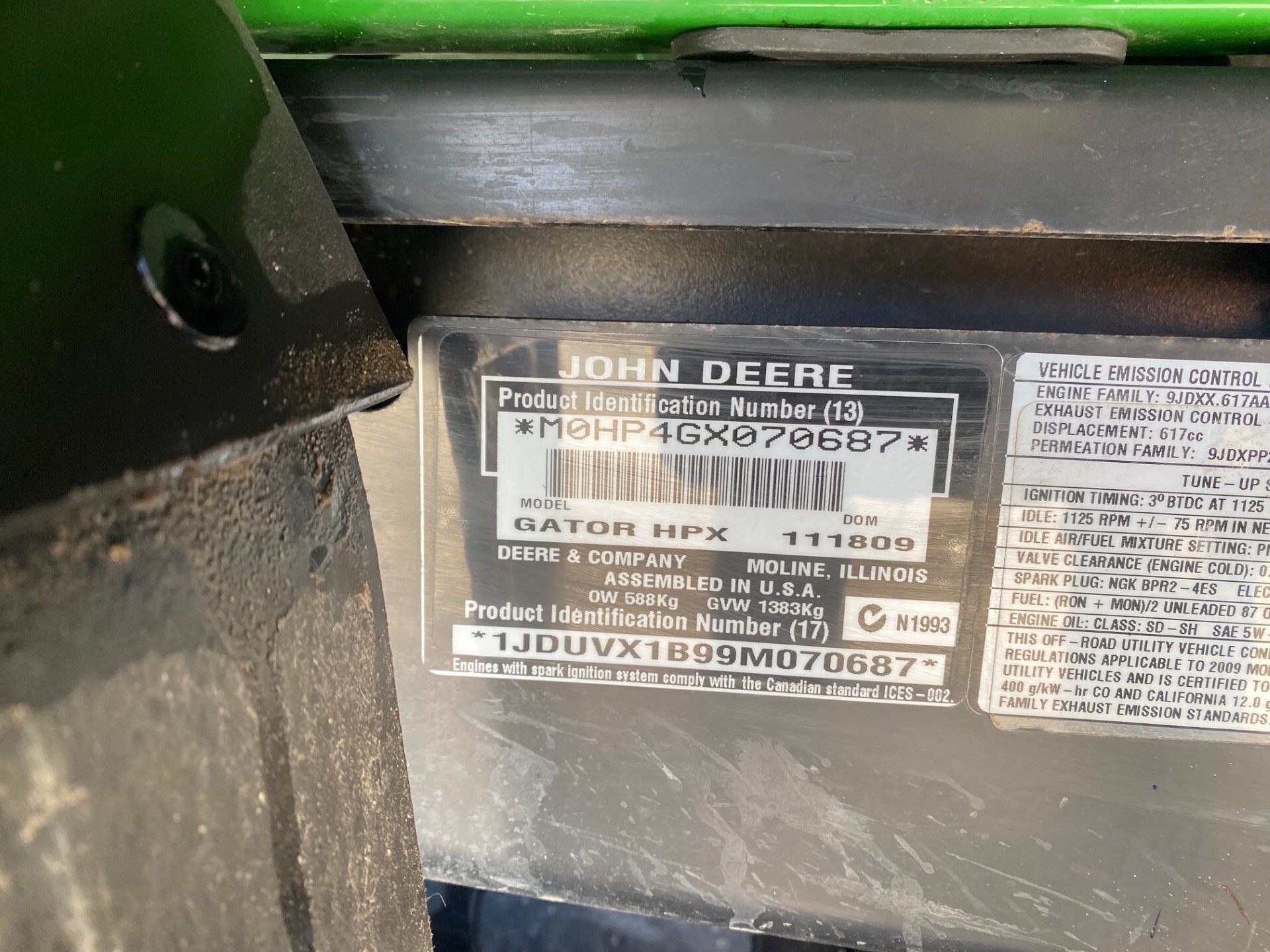 On Lot 2009 John Deere HPX 4X4 at Tri County Equipment Birch Run, MI