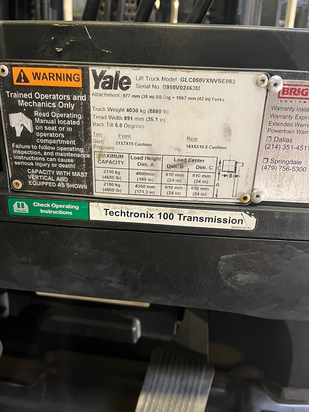 Used 2014 Yale GLC050VXNVSE083 at Briggs Equipment in Dallas, TX