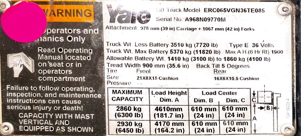 Used 2014 Yale ERC065VGN36TE085 at Briggs Equipment in San Antonio, TX