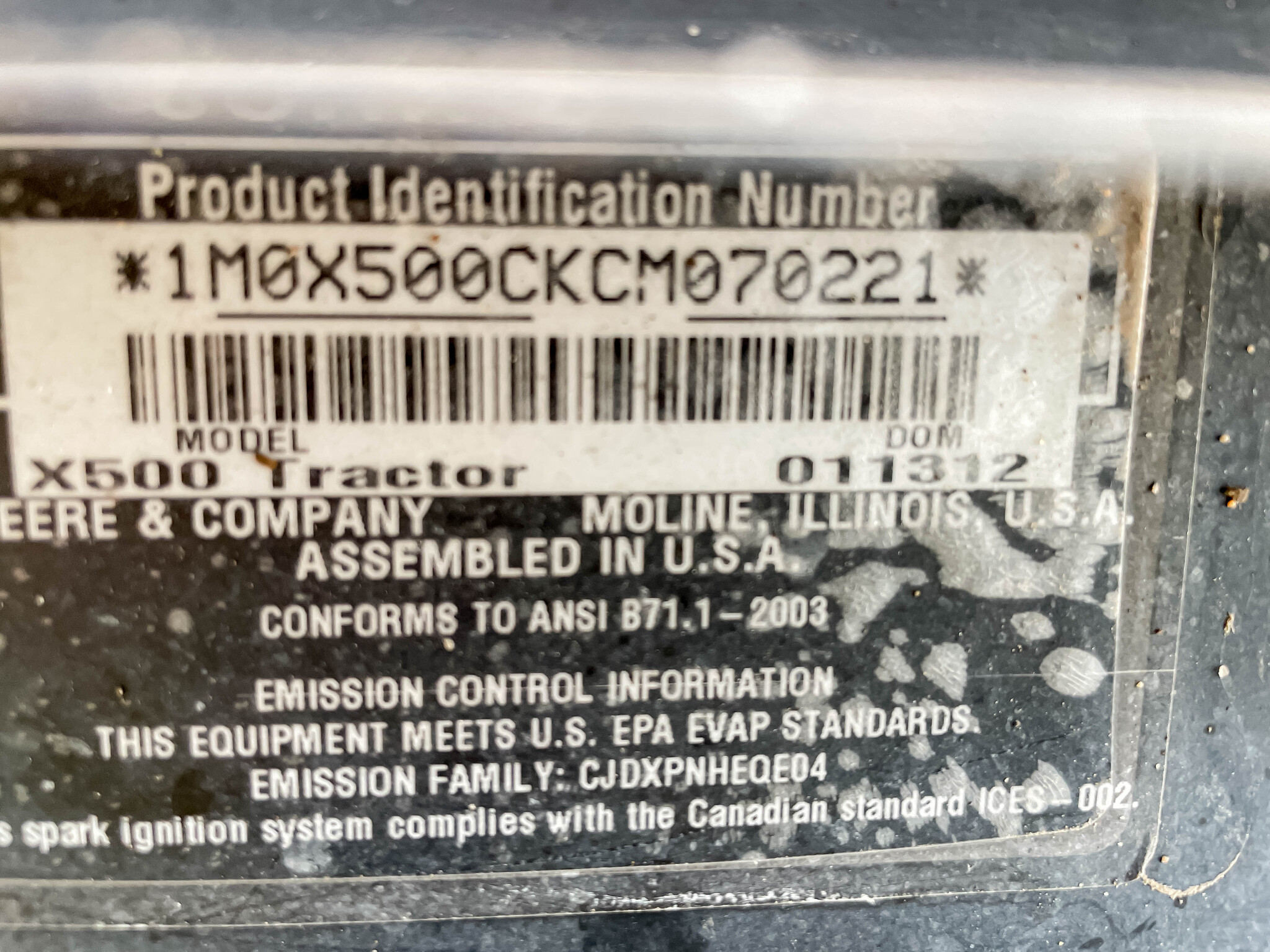  2012 John Deere X500 at LandMark in Smith Center, KS