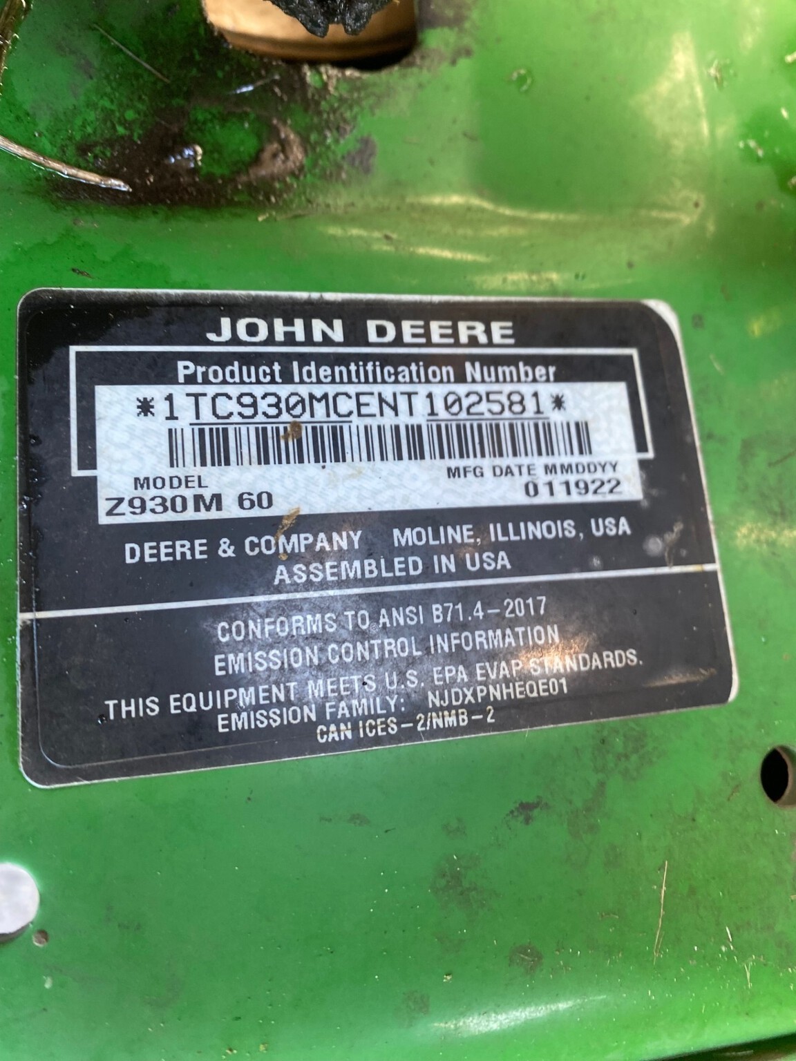 On Lot 2022 John Deere Z930M at Tri County Equipment Birch Run, MI